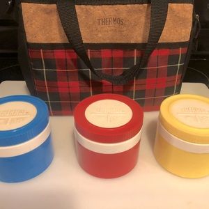 Vintage Insulated mugs/ jars and insulated bag